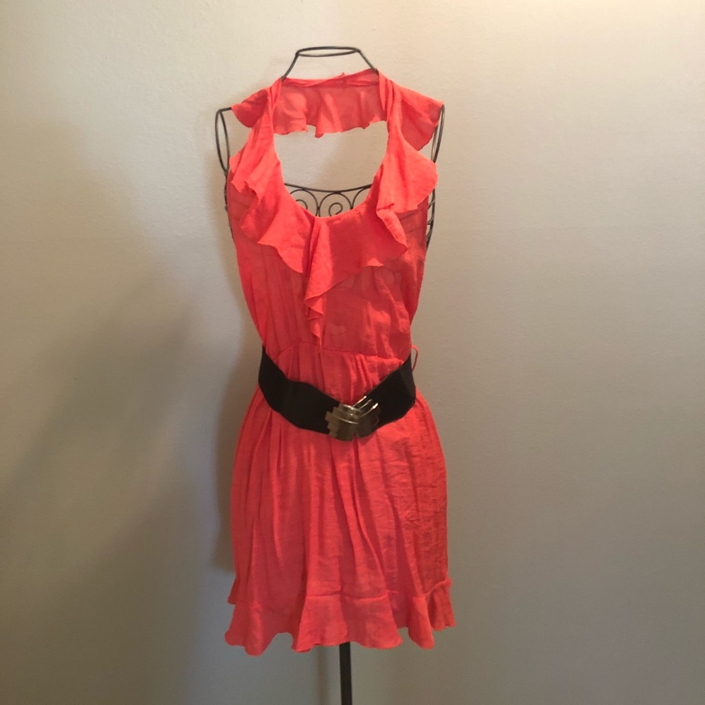 🎁Ruffle dress W/black belt🎁